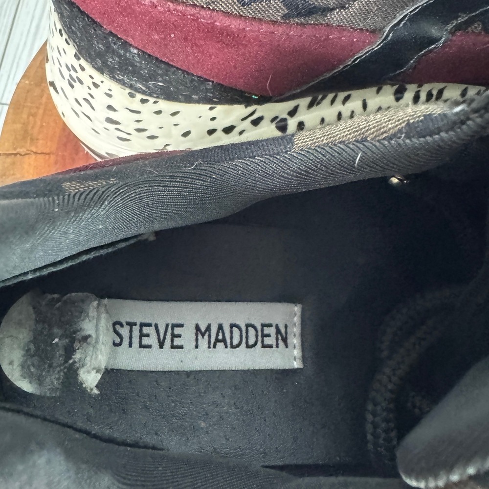 Steve Madden Barra Sneakers Womens 7M Camo Animal Print Mixed‎ Media BARA01S1 - Picture 6 of 9